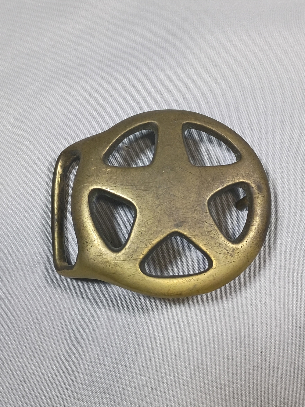 VTG 70s Duncan Laurie Solid Brass Lone Star Belt Buckle Modernist Hippie Art